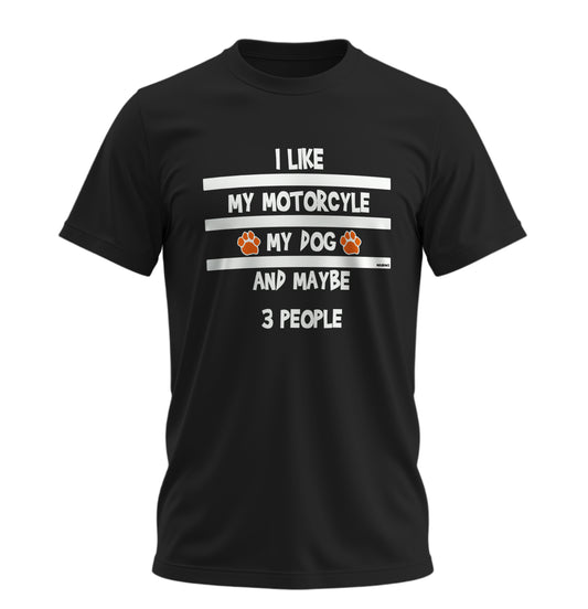 Motosiklet,Köpeğim ve 3 Kişi - 10 Farklı Renk - Unisex Rahat Kalıp Baskılı Tişört - Moto Garage Collection