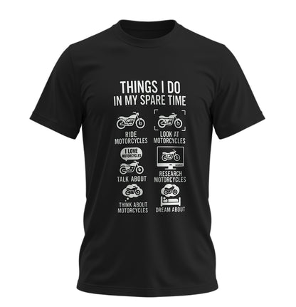 Boş Zamanlarımda Yaptıklarım Motosiklet - Unisex Rahat Kalıp Baskılı Tişört - Moto Garage Collection