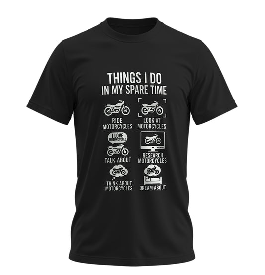 Boş Zamanlarımda Yaptıklarım Motosiklet - Unisex Rahat Kalıp Baskılı Tişört - Moto Garage Collection