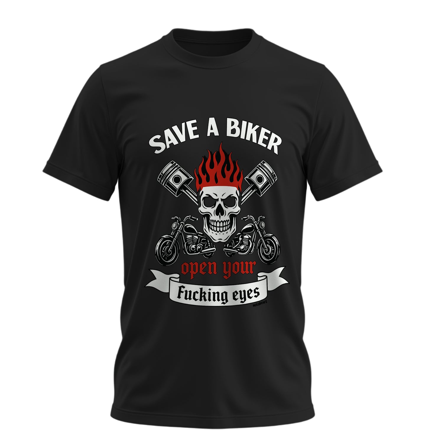 Save a Biker - Unisex Rahat Kalıp Baskılı Tişört - Moto Garage Collection