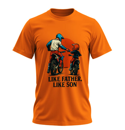 Like Father, Like Son - Baba Oğul - Unisex Rahat Kalıp Baskılı Tişört - Moto Garage Collection