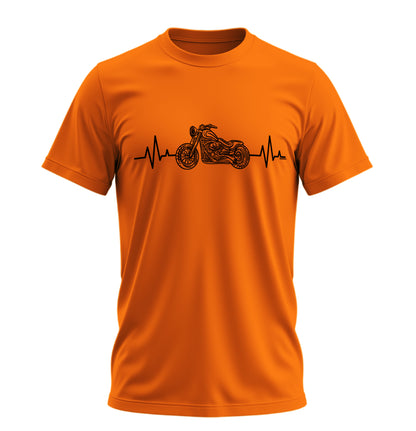 Heart Beat Kalp Atışı Biker - 10 Farklı Renk - Unisex Rahat Kalıp Baskılı Tişört - Moto Garage Collection