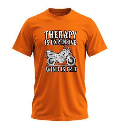 Therapy is Expensive, Wind is Free - Unisex Rahat Kalıp Baskılı Tişört - Moto Garage Collection
