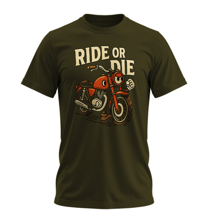 Ride or Die - 10 Farklı Renk - Unisex Rahat Kalıp Baskılı Tişört - Moto Garage Collection