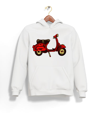 Red Scooter Nostalgia Hoodie – Şardonlu Kalın Unisex Motosiklet Kapüşonlu Sweatshirt - Hoodie Collection