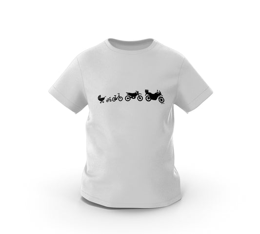 The Evolution of a Motorcycle - Motosikletin Evrimi - MotoBearZ Çocuk Tişörtü – Minik Motorculara Özel Tasarım