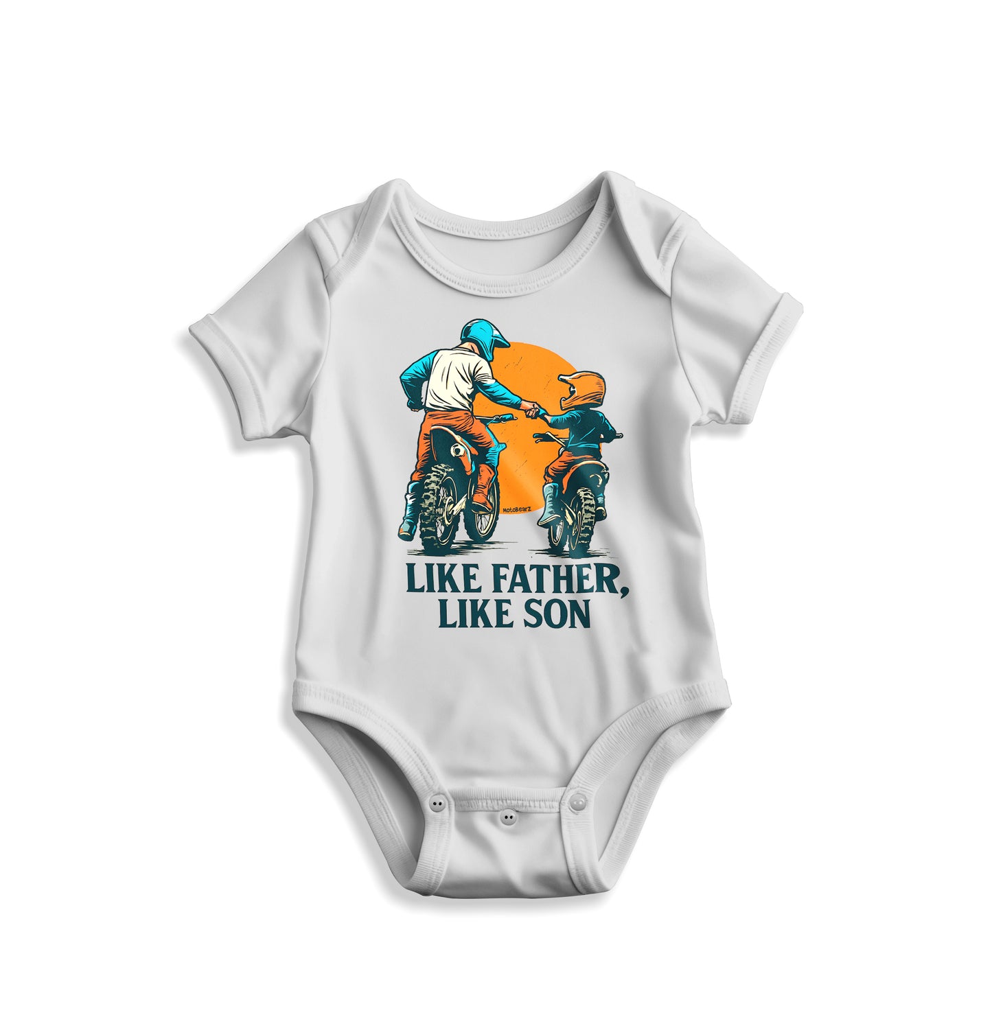 Like Father, Like Son - Baba Oğul MotoBearZ Bebek Zıbını – Minik Ruhlara Büyük Stil - Yumuşacık Pamuklu Tasarım