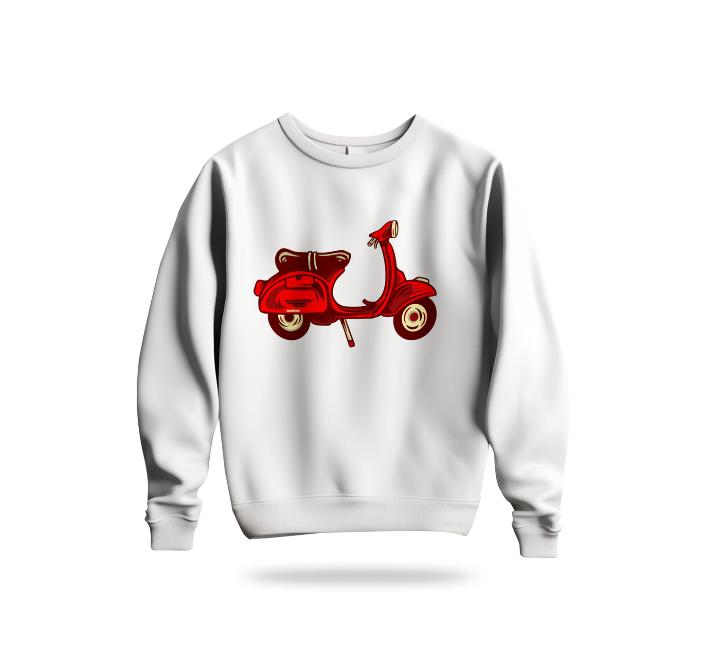 Red Scooter Nostalgia Sweatshirt Baskılı Bisiklet Yaka – Unisex Sweat Collection