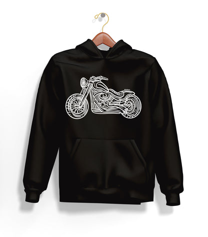 Chopper Line Hoodie – Şardonlu Kalın Unisex Motosiklet Kapüşonlu Sweatshirt - Hoodie Collection