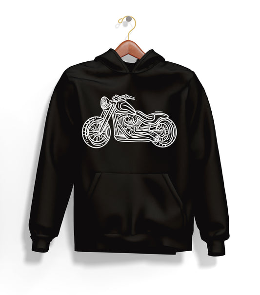 Chopper Line Hoodie – Şardonlu Kalın Unisex Motosiklet Kapüşonlu Sweatshirt - Hoodie Collection