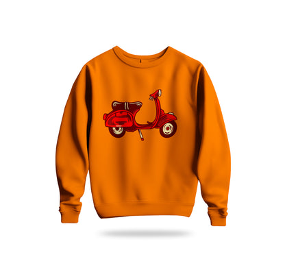 Red Scooter Nostalgia Sweatshirt Baskılı Bisiklet Yaka – Unisex Sweat Collection