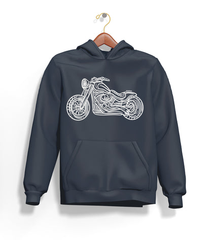 Chopper Line Hoodie – Şardonlu Kalın Unisex Motosiklet Kapüşonlu Sweatshirt - Hoodie Collection