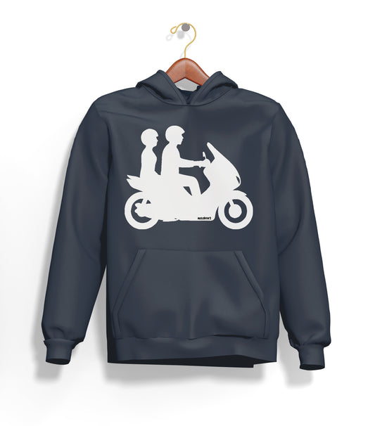 Double Riders Hoodie – Şardonlu Kalın Unisex Motosiklet Kapüşonlu Sweatshirt - Hoodie Collection