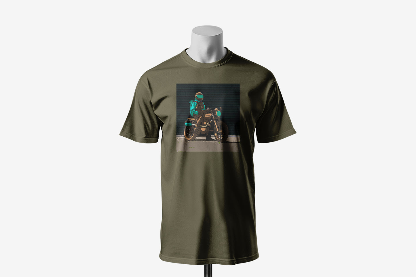 Green Neon Rider - 10 Farklı Renk - Unisex Rahat Kalıp Baskılı Tişört - Moto Garage Collection