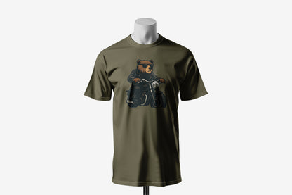 Bear N Ride - 10 Farklı Renk - Unisex Rahat Kalıp Baskılı Tişört - BearZ Collection