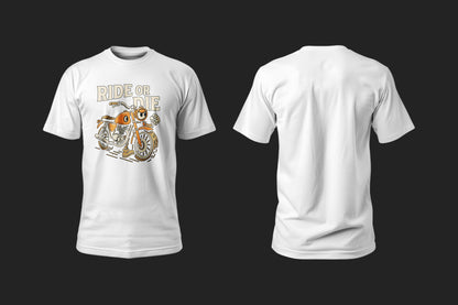 Ride or Die - 10 Farklı Renk - Unisex Rahat Kalıp Baskılı Tişört - Moto Garage Collection