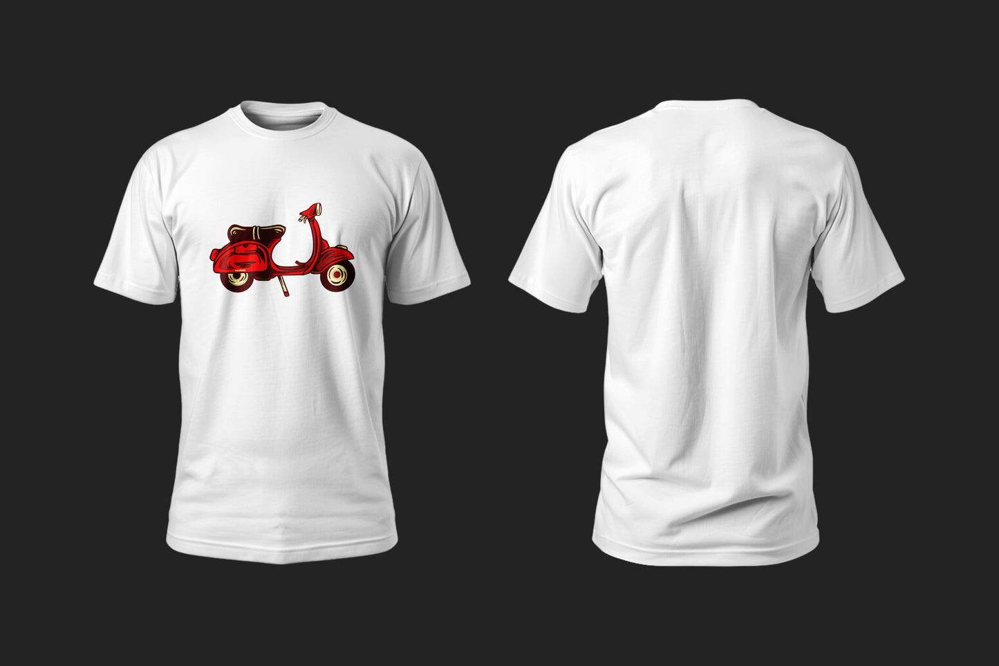 Red Scooter Nostalgia - 10 Farklı Renk - Unisex Rahat Kalıp Baskılı Tişört - Moto Garage Collection