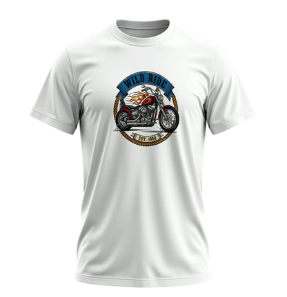 Wild Ride Motosiklet - 10 Farklı Renk - Unisex Rahat Kalıp Baskılı Tişört - Moto Garage Collection