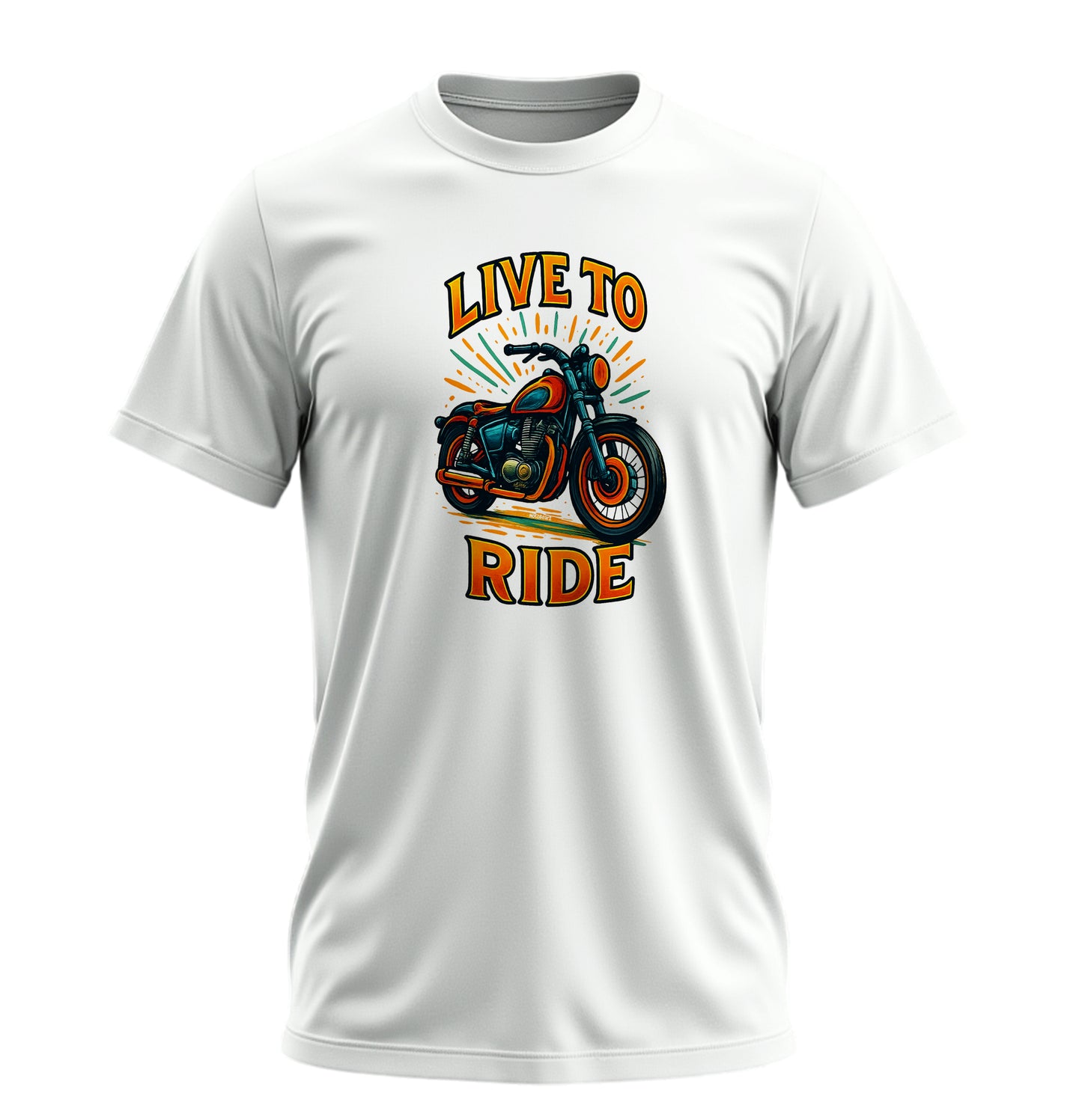 Live To Ride Motosiklet - 10 Farklı Renk - Unisex Rahat Kalıp Baskılı Tişört - Moto Garage Collection