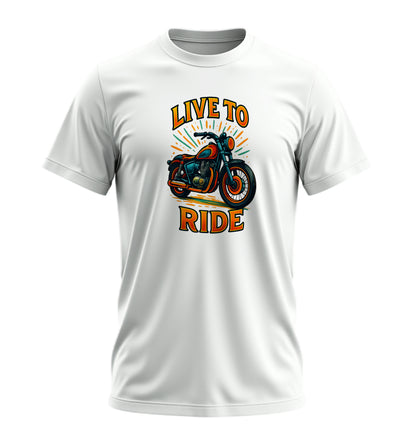 Live To Ride Motosiklet - 10 Farklı Renk - Unisex Rahat Kalıp Baskılı Tişört - Moto Garage Collection