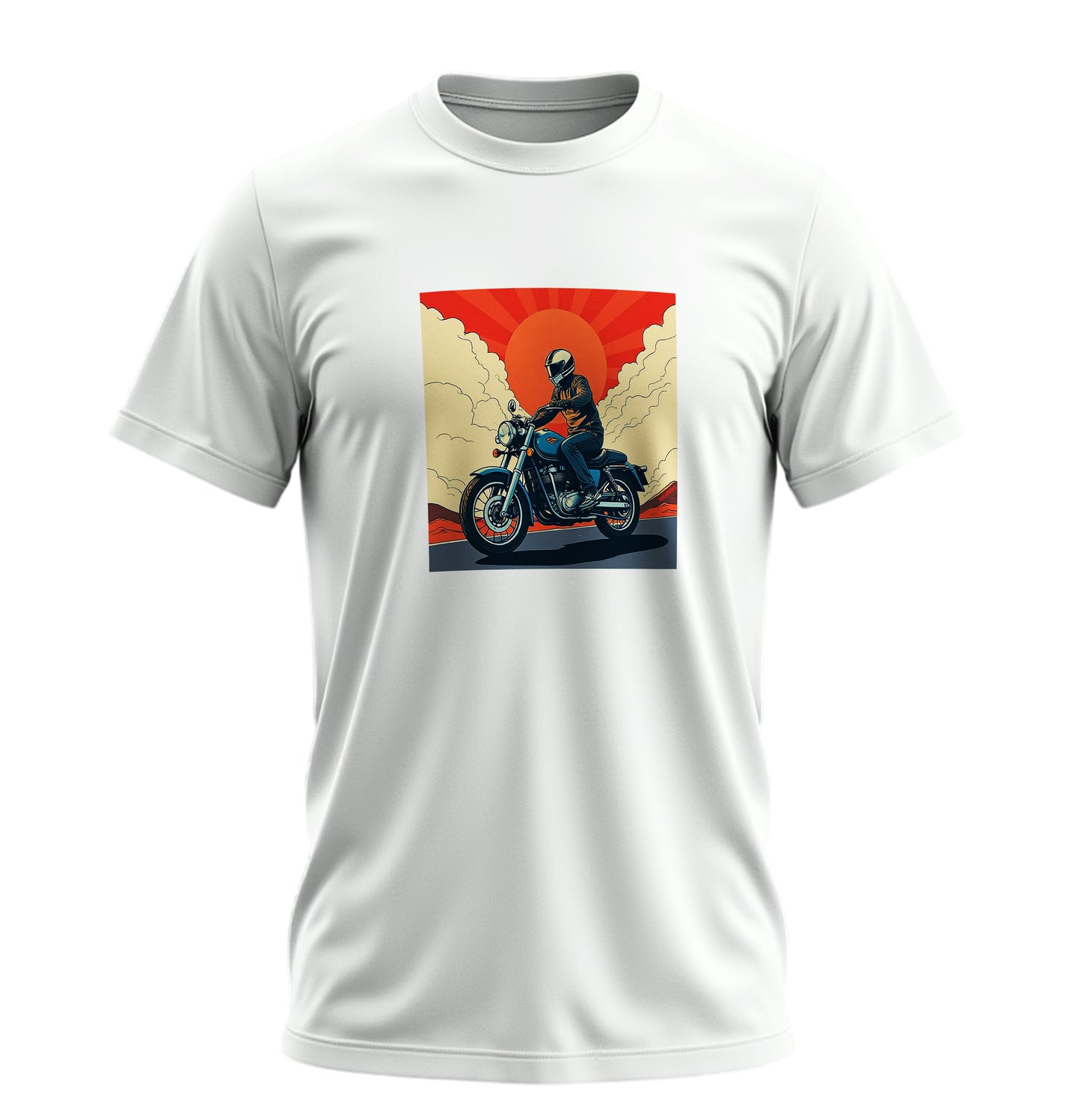 Akşam Motoru Motosiklet - 10 Farklı Renk - Unisex Rahat Kalıp Baskılı Tişört - Moto Garage Collection