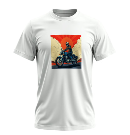 Akşam Motoru Motosiklet - 10 Farklı Renk - Unisex Rahat Kalıp Baskılı Tişört - Moto Garage Collection