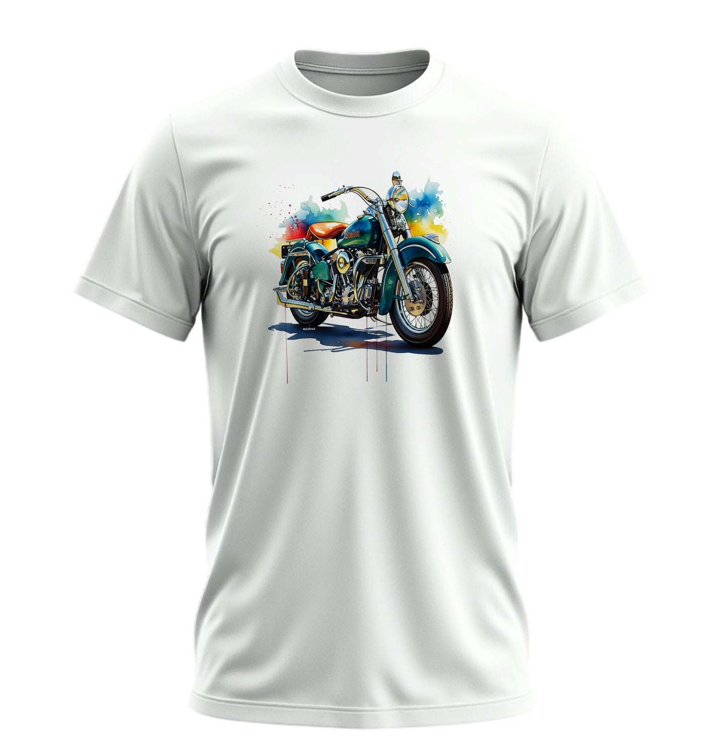 Suluboya Motosiklet - 10 Farklı Renk - Unisex Rahat Kalıp Baskılı Tişört - Moto Garage Collection