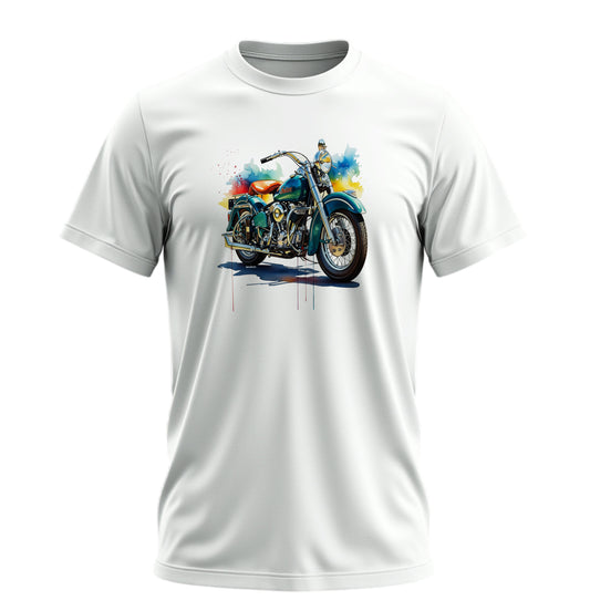 Suluboya Motosiklet - 10 Farklı Renk - Unisex Rahat Kalıp Baskılı Tişört - Moto Garage Collection