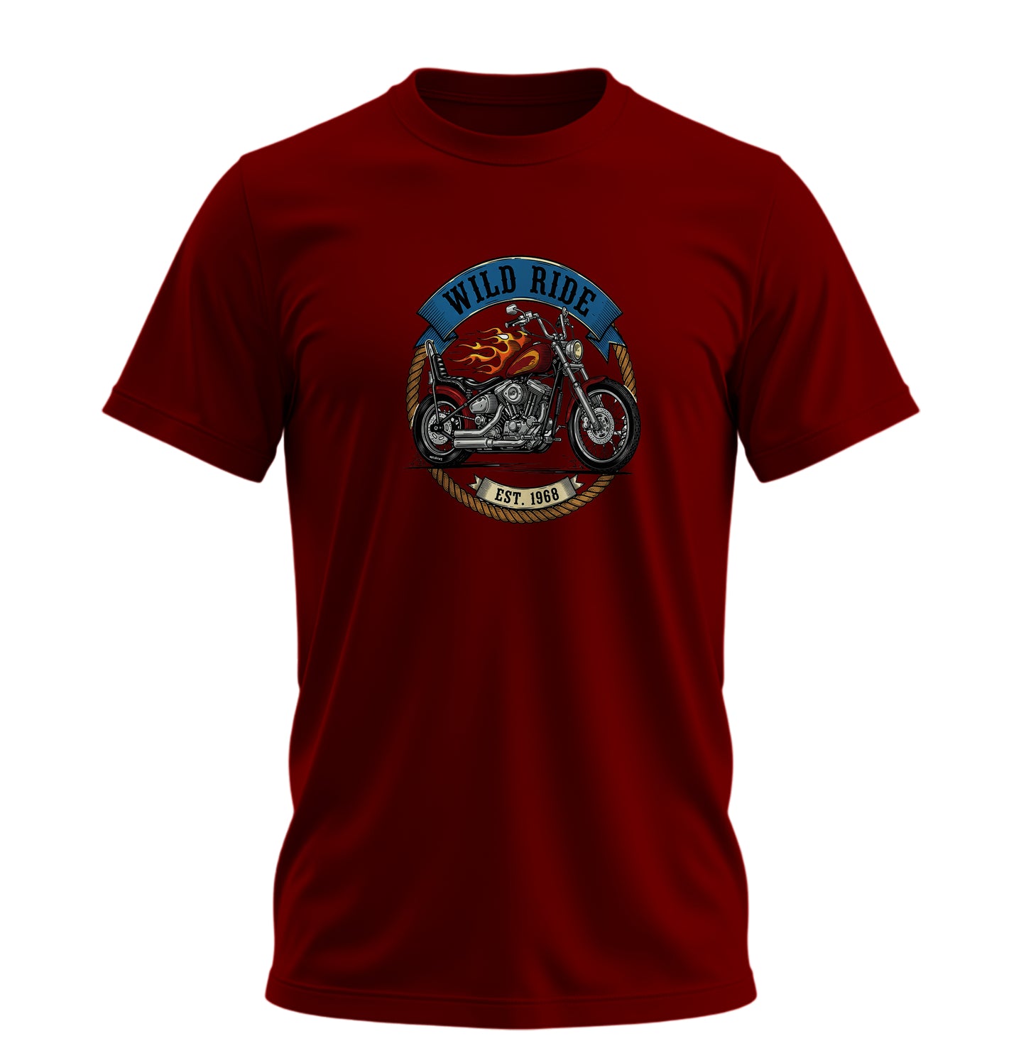 Wild Ride Motosiklet - 10 Farklı Renk - Unisex Rahat Kalıp Baskılı Tişört - Moto Garage Collection