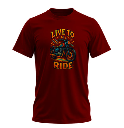 Live To Ride Motosiklet - 10 Farklı Renk - Unisex Rahat Kalıp Baskılı Tişört - Moto Garage Collection