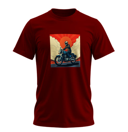 Akşam Motoru Motosiklet - 10 Farklı Renk - Unisex Rahat Kalıp Baskılı Tişört - Moto Garage Collection