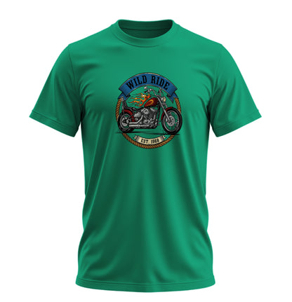 Wild Ride Motosiklet - 10 Farklı Renk - Unisex Rahat Kalıp Baskılı Tişört - Moto Garage Collection