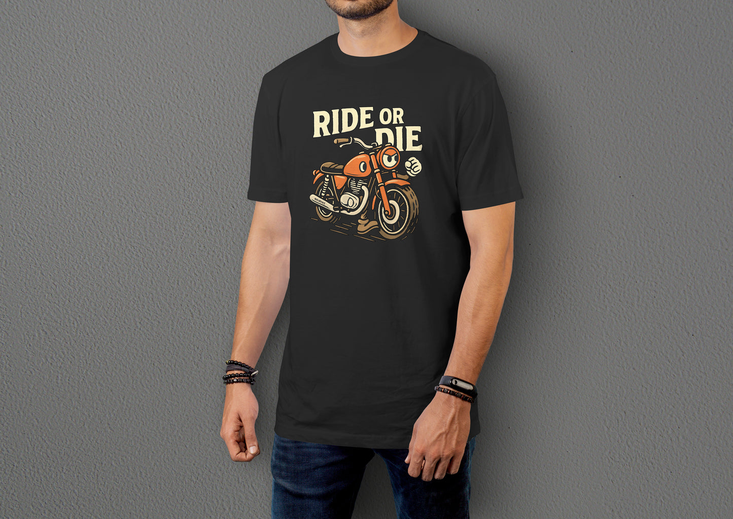 Ride or Die - 10 Farklı Renk - Unisex Rahat Kalıp Baskılı Tişört - Moto Garage Collection