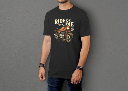 Ride or Die - 10 Farklı Renk - Unisex Rahat Kalıp Baskılı Tişört - Moto Garage Collection