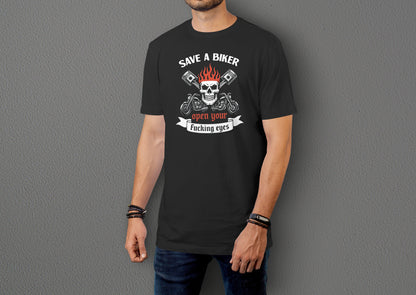 Save a Biker - Unisex Rahat Kalıp Baskılı Tişört - Moto Garage Collection