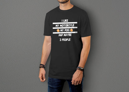 Motosiklet,Köpeğim ve 3 Kişi - 10 Farklı Renk - Unisex Rahat Kalıp Baskılı Tişört - Moto Garage Collection