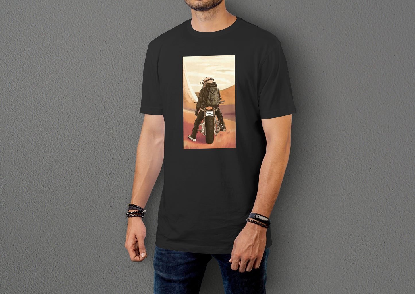 Desert Ride - 10 Farklı Renk - Unisex Rahat Kalıp Baskılı Tişört - Moto Garage Collection