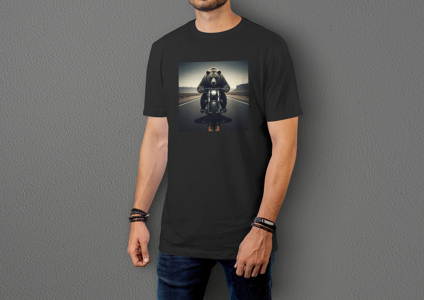 Road on BearZ - 10 Farklı Renk - Unisex Rahat Kalıp Baskılı Tişört - BearZ Collection