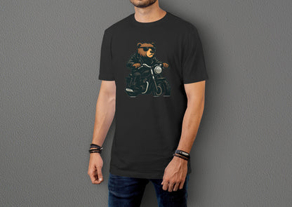 Bear N Ride - 10 Farklı Renk - Unisex Rahat Kalıp Baskılı Tişört - BearZ Collection