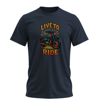 Live To Ride Motosiklet - 10 Farklı Renk - Unisex Rahat Kalıp Baskılı Tişört - Moto Garage Collection
