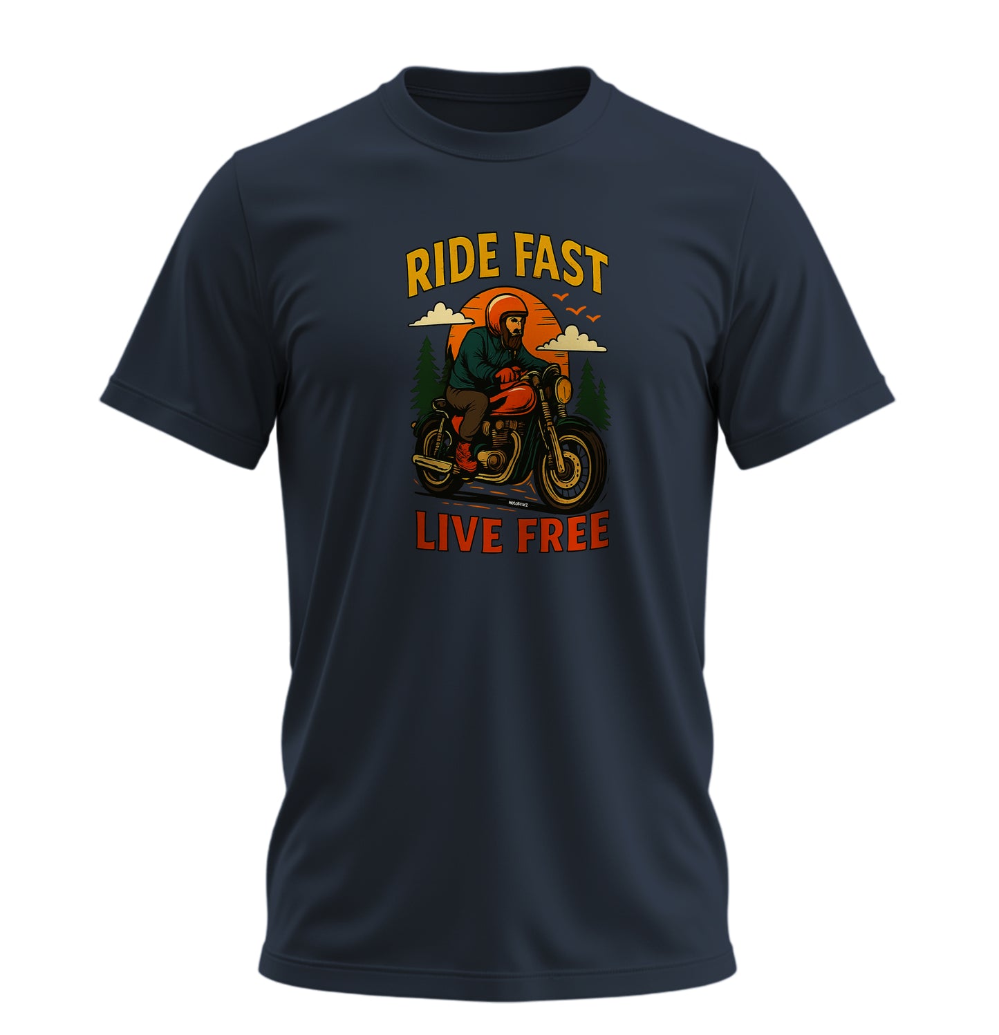 Ride Fast - Live Free Motosiklet - 10 Farklı Renk - Unisex Rahat Kalıp Baskılı Tişört - Moto Garage Collection