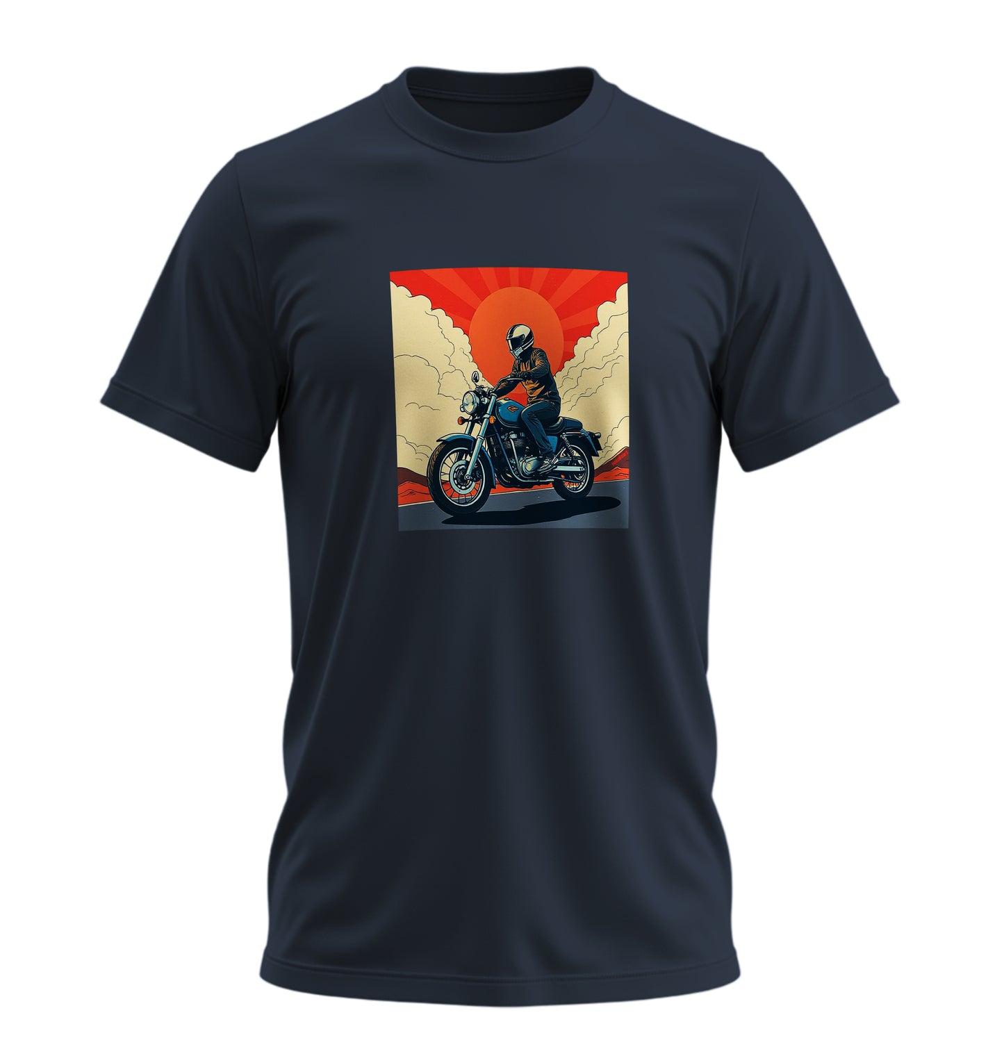 Akşam Motoru Motosiklet - 10 Farklı Renk - Unisex Rahat Kalıp Baskılı Tişört - Moto Garage Collection