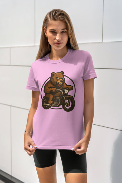 Wild Bear Ride - 10 Farklı Renk - Unisex Rahat Kalıp Baskılı Tişört - BearZ Collection