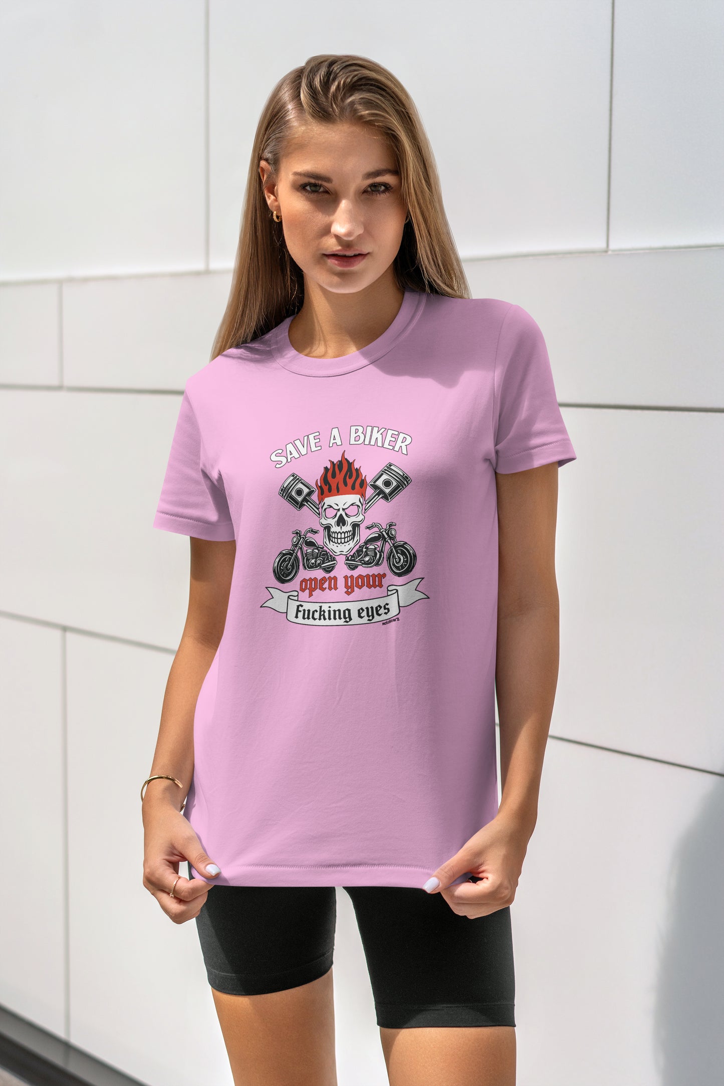 Save a Biker - Unisex Rahat Kalıp Baskılı Tişört - Moto Garage Collection