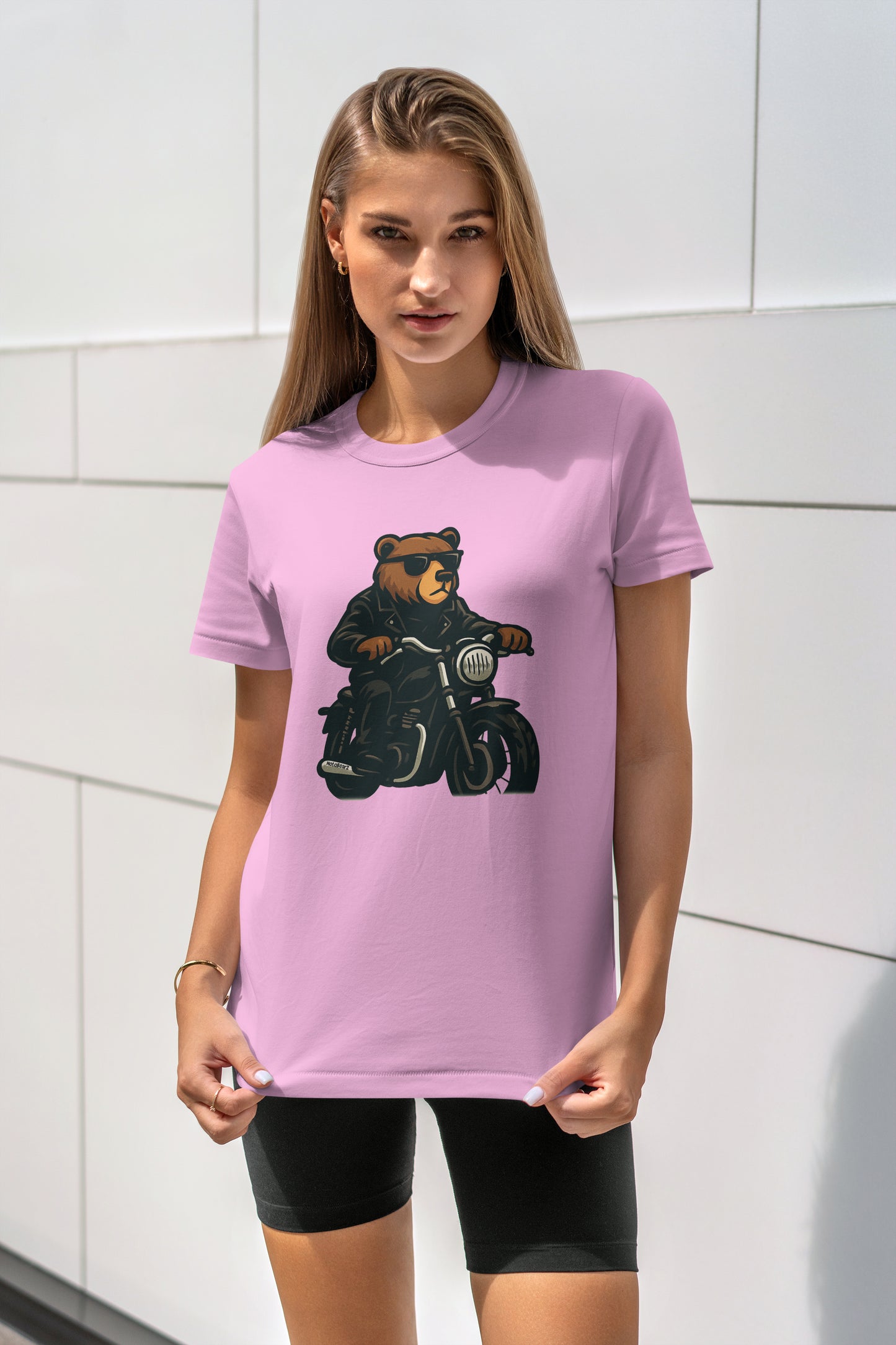 Bear N Ride - 10 Farklı Renk - Unisex Rahat Kalıp Baskılı Tişört - BearZ Collection