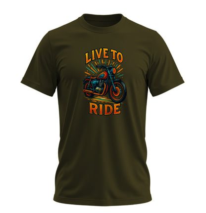 Live To Ride Motosiklet - 10 Farklı Renk - Unisex Rahat Kalıp Baskılı Tişört - Moto Garage Collection