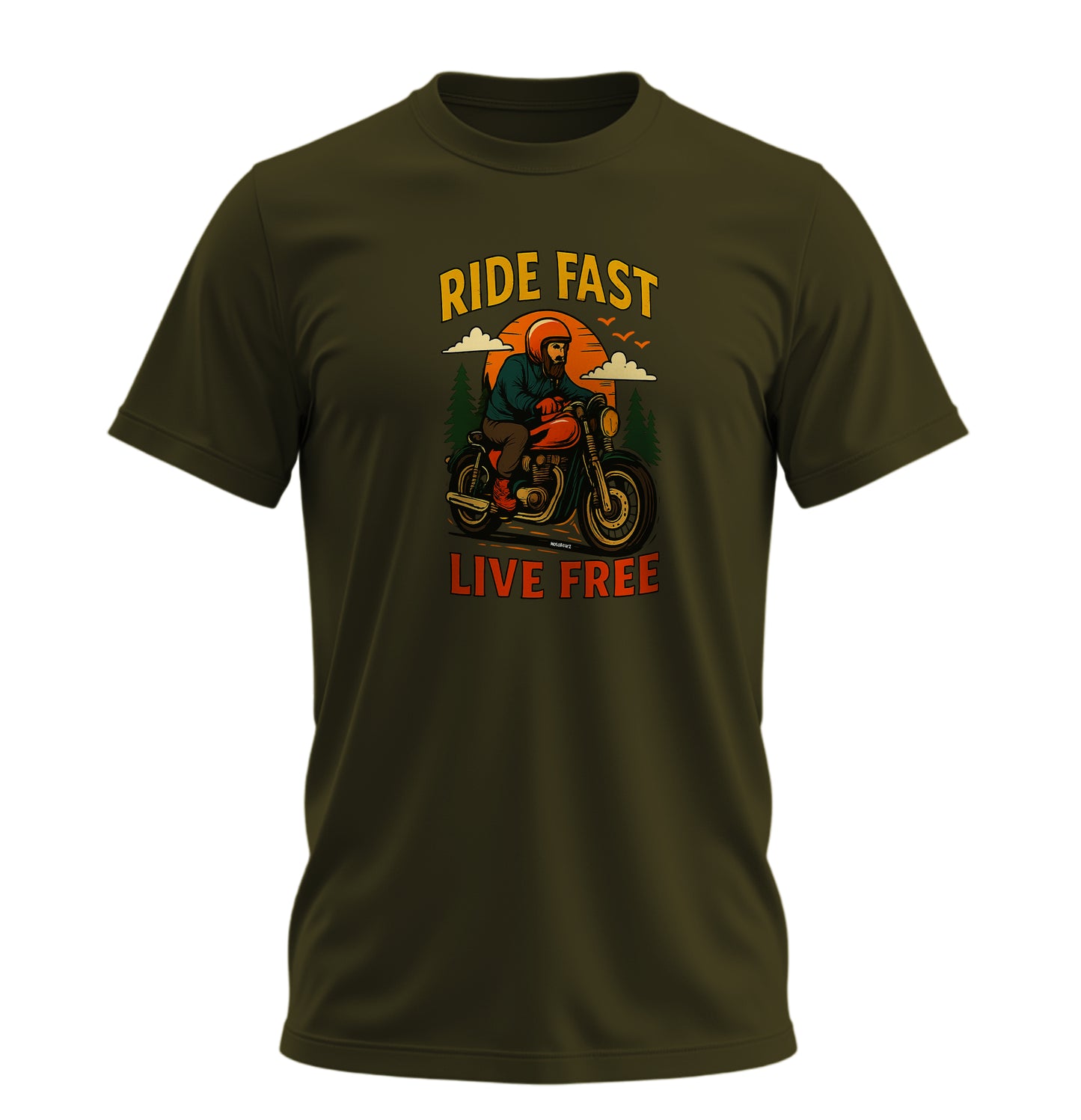 Ride Fast - Live Free Motosiklet - 10 Farklı Renk - Unisex Rahat Kalıp Baskılı Tişört - Moto Garage Collection