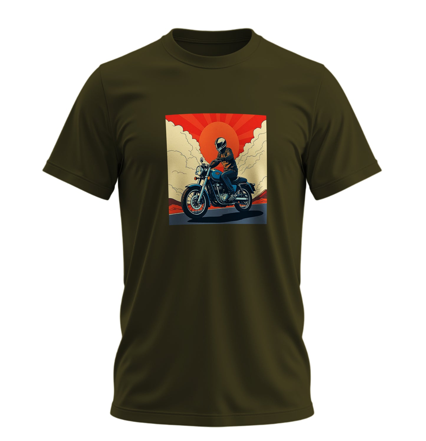 Akşam Motoru Motosiklet - 10 Farklı Renk - Unisex Rahat Kalıp Baskılı Tişört - Moto Garage Collection