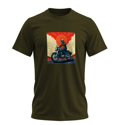 Akşam Motoru Motosiklet - 10 Farklı Renk - Unisex Rahat Kalıp Baskılı Tişört - Moto Garage Collection