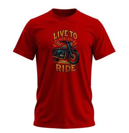 Live To Ride Motosiklet - 10 Farklı Renk - Unisex Rahat Kalıp Baskılı Tişört - Moto Garage Collection